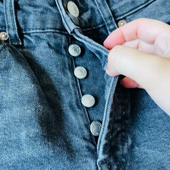 We the Free People Black Raw Hem Button Fly Skinny Jeans Sz 25 - Picture 4 of 8